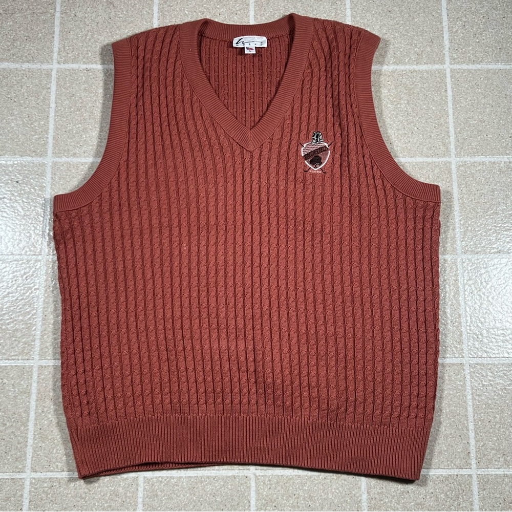 Vintage Haley Made In Usa Cable Knit‎ Sweater Vest Salmon Pink Orange Size Large